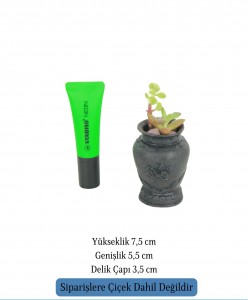 Mini Çiçek Saksı Küçük Sukulent Siyah Kaktüs Saksısı Desenli Vazo Model